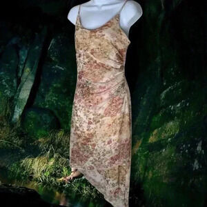 Vintage Asymmetrical Fairycore Mesh Dress Small Ethereal Sparkly Shimmery Pink